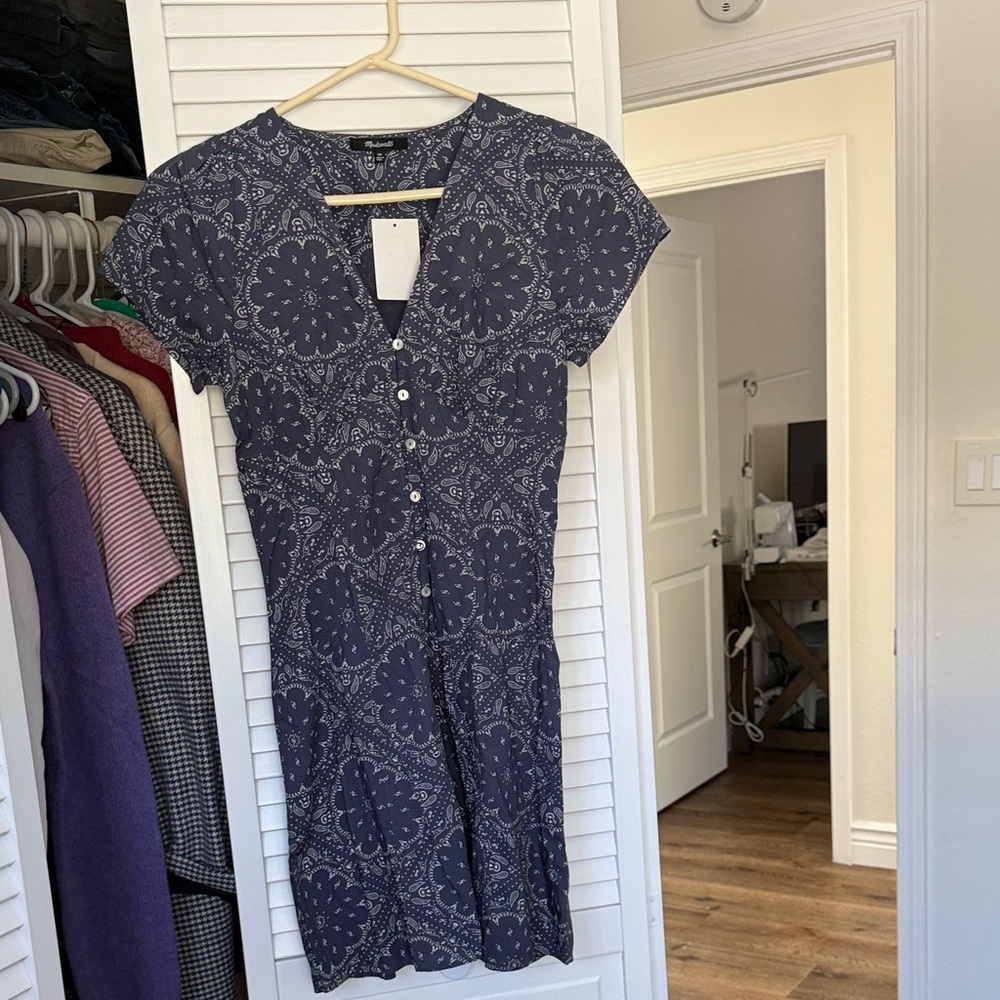 Nwt Madewell Navy Floral Mini Dress